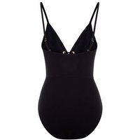 Black Lattice Front Swimsuit New Look