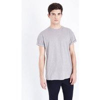 Light Grey Rolled Sleeve T-Shirt New Look