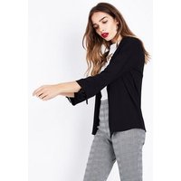 Cameo Rose Black Ruched Sleeve Blazer New Look