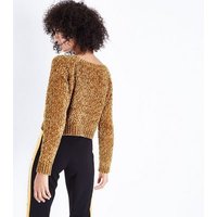Cameo Rose Mustard Honeycomb Knit Chenille Crop Jumper New Look