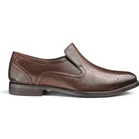 Leather Slip On Shoes Ex Wide Fit - BROWN