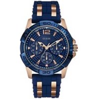 Guess W0366G4 Oasis Rose Gold Plated Blue Silicon Strap Watch - W9673