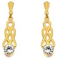 9ct Gold Crystal Celtic Andralok Drop Earrings - 25mm Drop - G4001