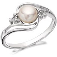 My Diamonds Silver Freshwater Pearl And Diamond Crossover Ring - D9054-M