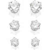 Anne Klein Silver Tone Crystal Solitaire Earring Set - J7886