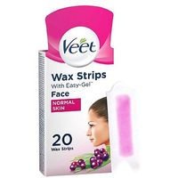 Veet Face Ready-to-Use Wax Strips 20 Wax Strips + 4 Perfect Finish Wipes