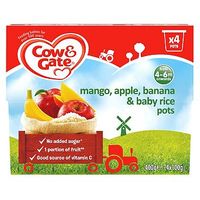 Cow & Gate Banana, Apple & Mango Fruity Dessert From 4-36 Months 4 X 100g