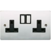 Holder 13A Polished Chrome Switched Double Socket