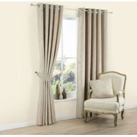Carina Ecru & Seine Plain Woven Eyelet Lined Curtains (W)117cm (L)137cm