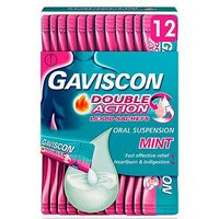 Gavsicon Double Action Mint Flavour Liquid Sachets - 12 X 10 Ml Sachets