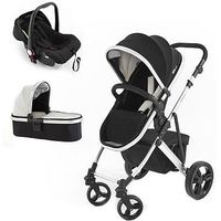 Tutti Bambini Riviera 3 In 1 Silver Stroller Travel System Black/cool Grey