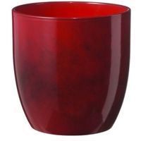 Basel Round Glazed Dark Red Brushed Plant Pot (H)26cm (Dia)27cm