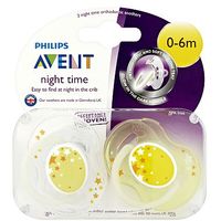 Philips Avent 2 Night Time Orthodontic Soothers 0-6m