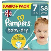 Pampers Baby-Dry Size 7, 58 Nappies, 17+kg, With 3 Absorbing Channels