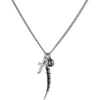 Shaun Leane Necklace Horn, Cross & Latin Button Charm Oxidised Silver