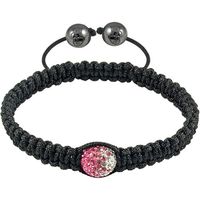 Tresor Paris Bracelet Black Cord Pink And White Crystal S