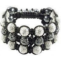 Tresor Paris Bracelet White And Grey Crystal Beads Triple