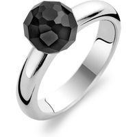 Ti Sento Ring Silver And Black Cubic Zirconia Faceted Sphere