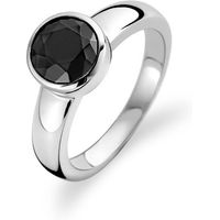 Ti Sento Ring Silver And Black Cubic Zirconia Faceted Round