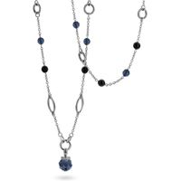 Ti Sento Necklace Silver And Blue And Black Cubic Zirconia Bead
