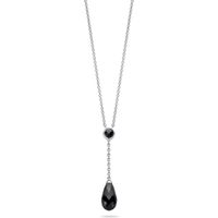 Ti Sento Necklace Silver And Black Cubic Zirconia Faceted Pear Drop