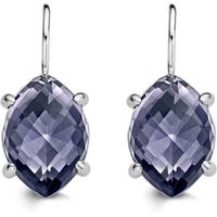 Ti Sento Earrings Drop Silver And Purple Cubic Zirconia Marquise
