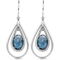Ti Sento Earrings Drop Silver And Blue Cubic Zirconia Oval
