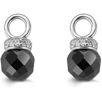 Ti Sento Earrings Earcharms Silver And Onyx Bead Cubic Zirconia Top