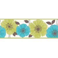 Poppie Green & Teal Floral Border
