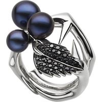 Shaun Leane Ring Black Pearl And Spinel Leaf Cluster Silver