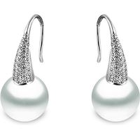 Yoko Pearls 18ct White Gold 0.40ct Diamond White Pearl Tapered Drop Earrings