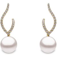 Yoko Pearls 18ct Yellow Gold 0.22ct Diamond Freshwater Pearl Double Curve Drop Earrings