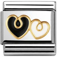 Nomination Charm Composable Classic Elegance Double Heart Black And White Steel