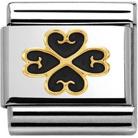 Nomination Charm Composable Classic Elegance Four-leaf Clover With Heart Black Steel