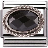 Nomination Charm Composable Classic Faceted Black Cubic Zirconia Steel