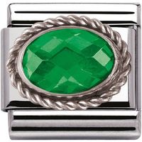 Nomination Charm Composable Classic Faceted Emerald Green Cubic Zirconia Steel