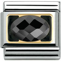 Nomination Charm Composable Classic Elegance Faceted Black Cubic Zirconia Steel