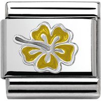 Nomination Charm Composable Classic Symbols Yellow Hibiscus Steel