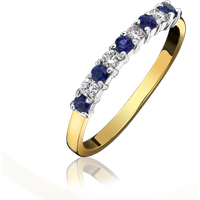 18ct Yellow Gold 0.11ct Diamond 0.24ct Sapphire Nine Stone Half Eternity Ring