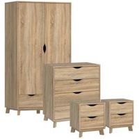 Metcalfe Oak Effect 4 Piece Bedroom Furniture Set