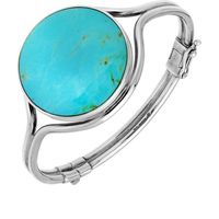 Sterling Silver Turquoise Round Hinged Bangle