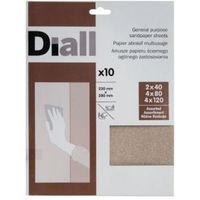Diall Mixed Grit Assorted Sandpaper Sheet Pack Of 10 - 5397007056952