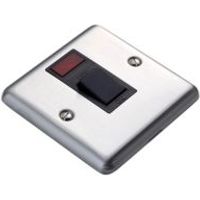 Volex 20A Single Polished Steel Switch With Neon