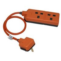Masterplug 2 Socket 13 A External Extension Lead 0.5m Orange