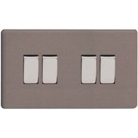 Varilight 10A 2-Way Quadruple Slate Grey Light Switch