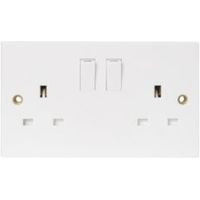 Pro Power 13A White Plastic Switched Double Socket Pack Of 5
