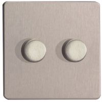 Varilight 2-Way Double Brushed Steel Dimmer Switch