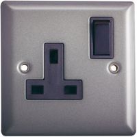 Volex 13A Pewter Switched Single Socket