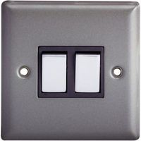 Volex 10A 2-Way Double Pewter Light Switch
