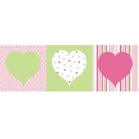 Hearts Green Pink & White Box Art Set (W)20cm (H)20cm
